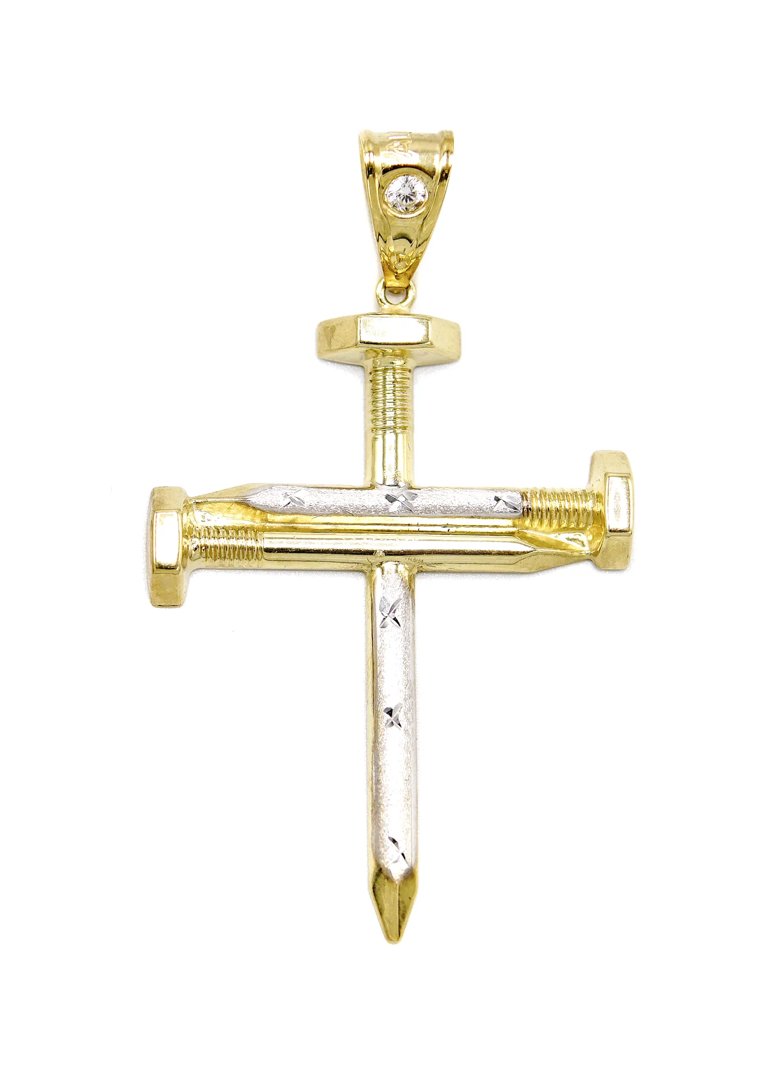 10K Gold Nail Cross Pendant | Customizable Size