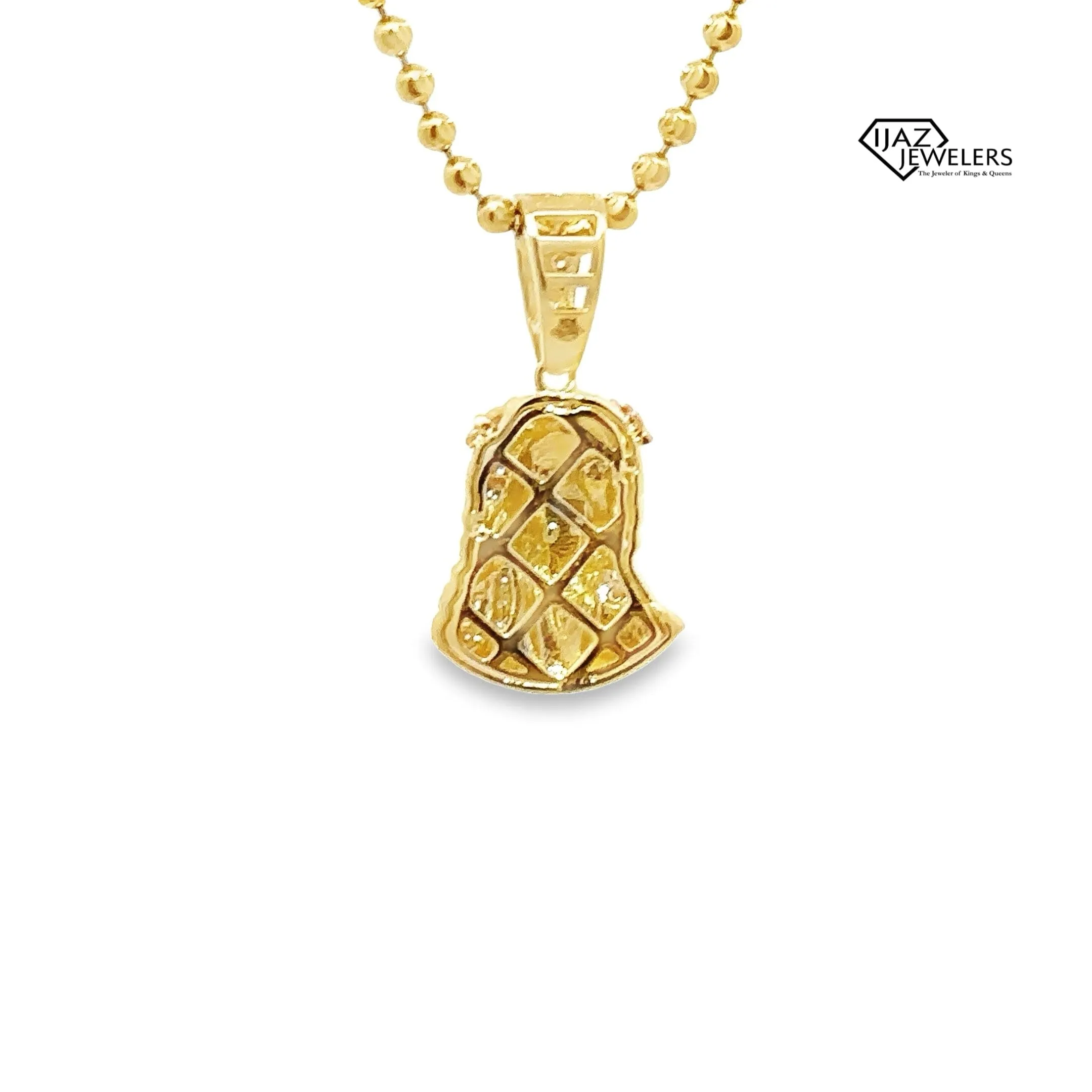 10K Gold Three Tone CZ Extra Small Jesus Charm