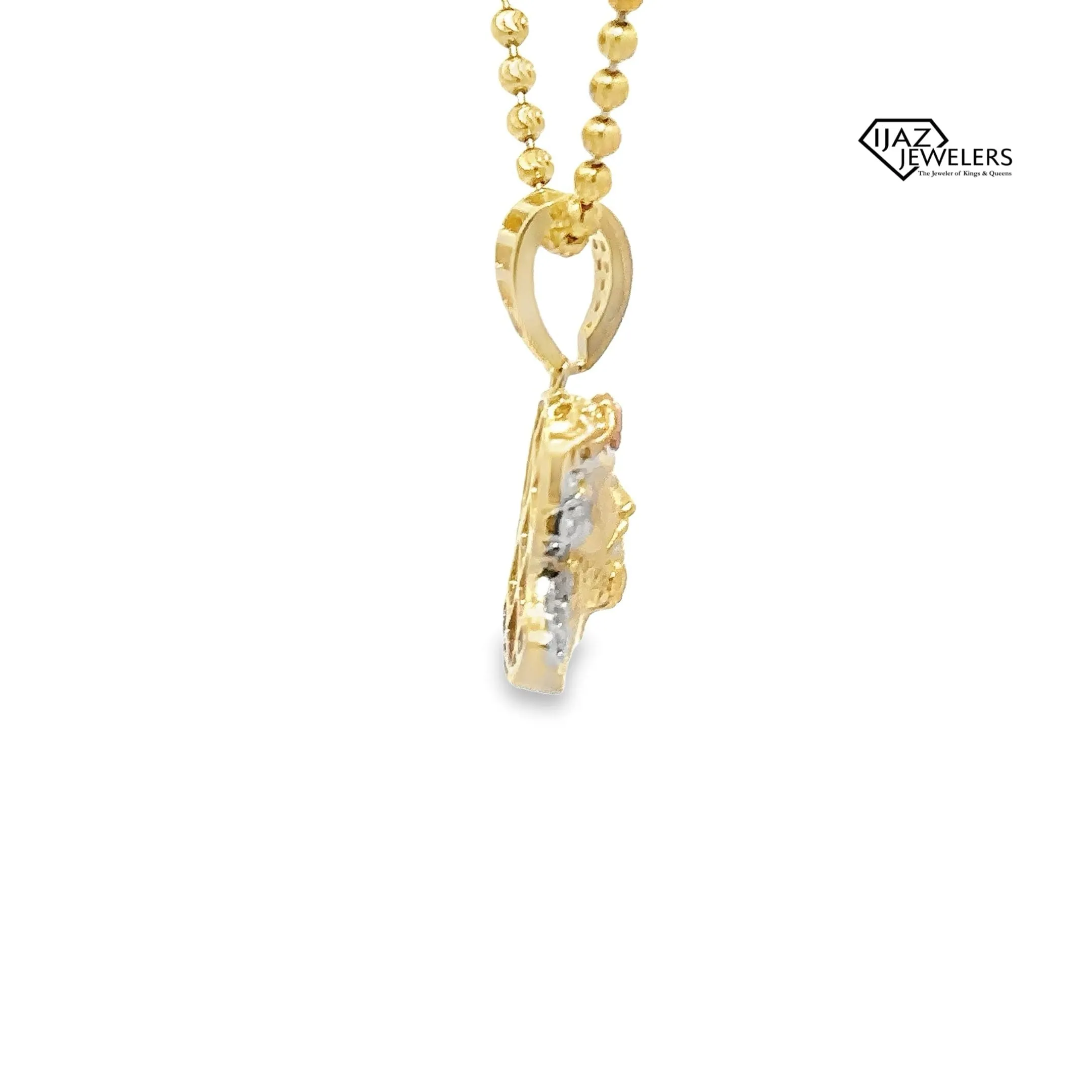 10K Gold Three Tone CZ Extra Small Jesus Charm