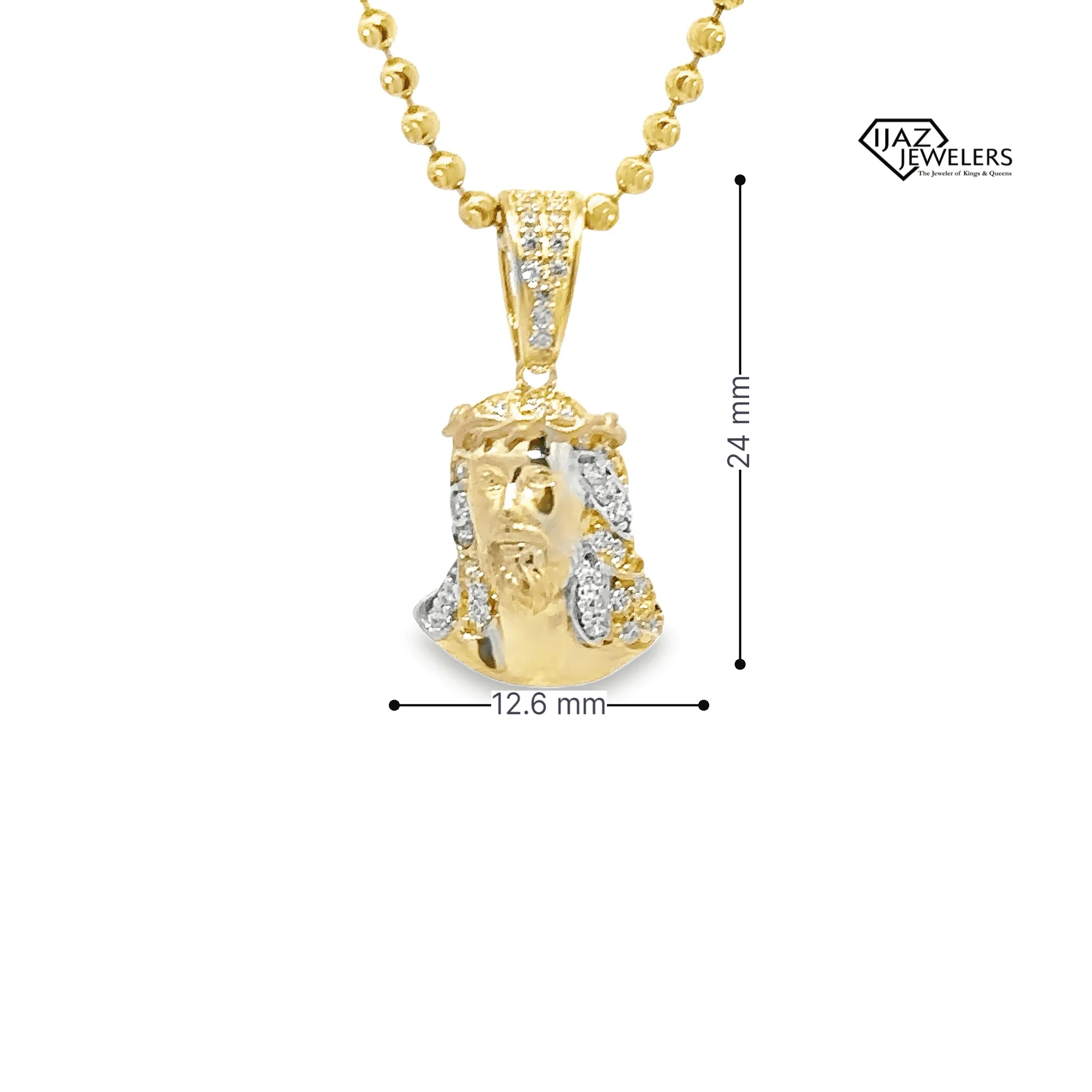 10K Gold Three Tone CZ Extra Small Jesus Charm