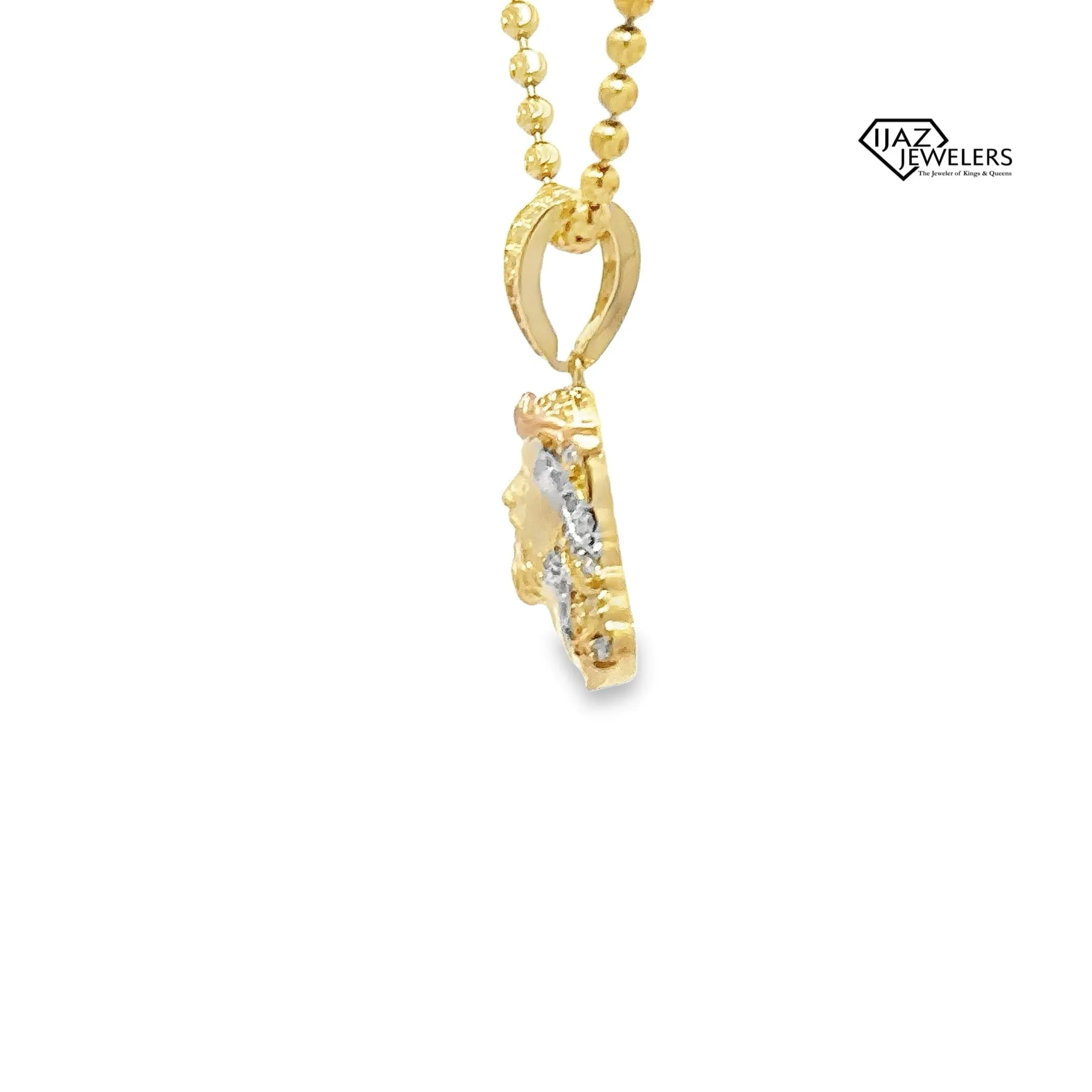 10K Gold Three Tone CZ Extra Small Jesus Charm