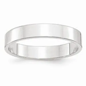 10k White Gold 4mm Lightweight Flat Wedding Band Ring