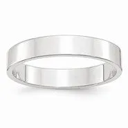 10k White Gold 4mm Lightweight Flat Wedding Band Ring