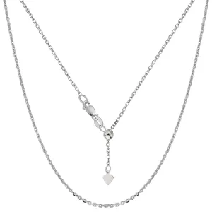 10k White Gold Adjustable Cable Link Chain Necklace, 0.9mm, 22"