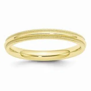 10k Yellow Gold 3mm Milgrain Comfort Fit Wedding Band Ring