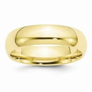 10k Yellow Gold 6mm Standard Comfort Fit Wedding Band Ring