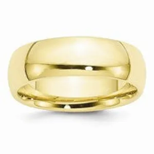 10k Yellow Gold 7mm Standard Comfort Fit Wedding Band Ring