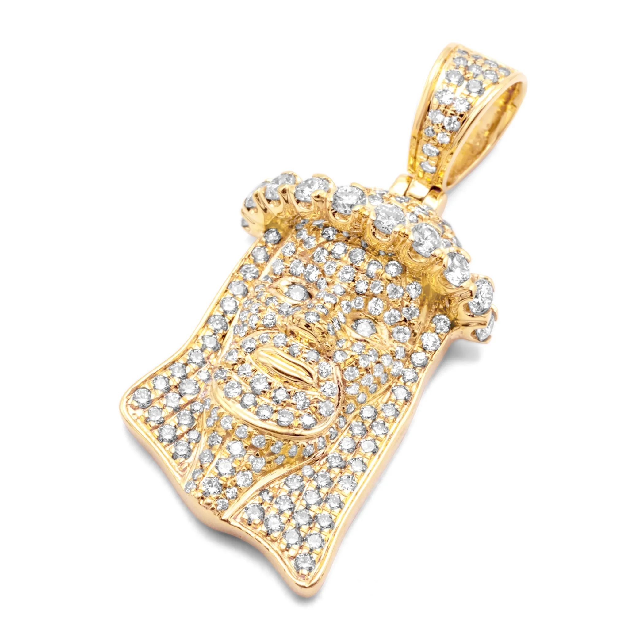 10K Yellow Gold Jesus Head Diamond Pendant 2.20CTW