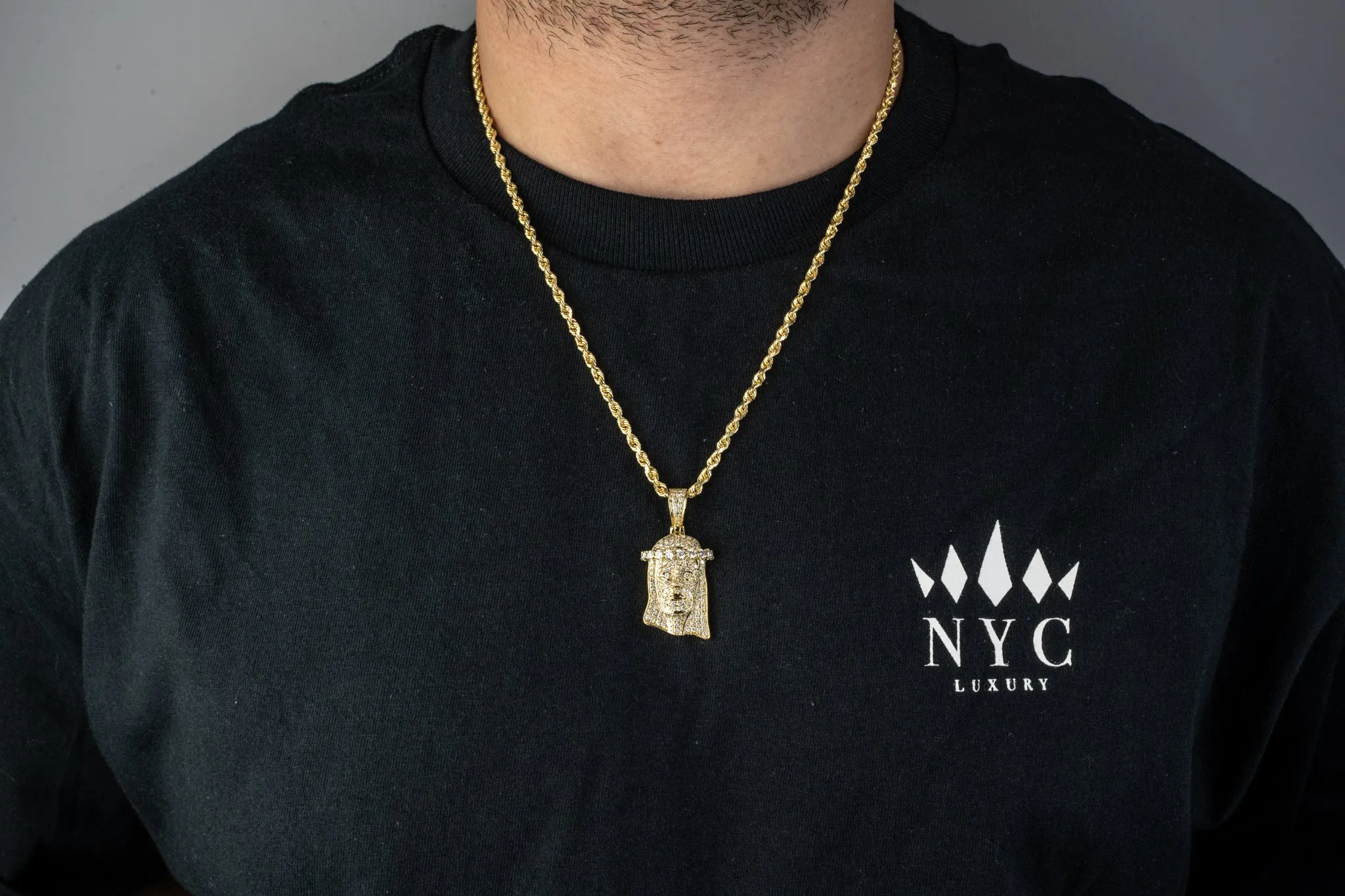 10K Yellow Gold Jesus Head Diamond Pendant 2.20CTW