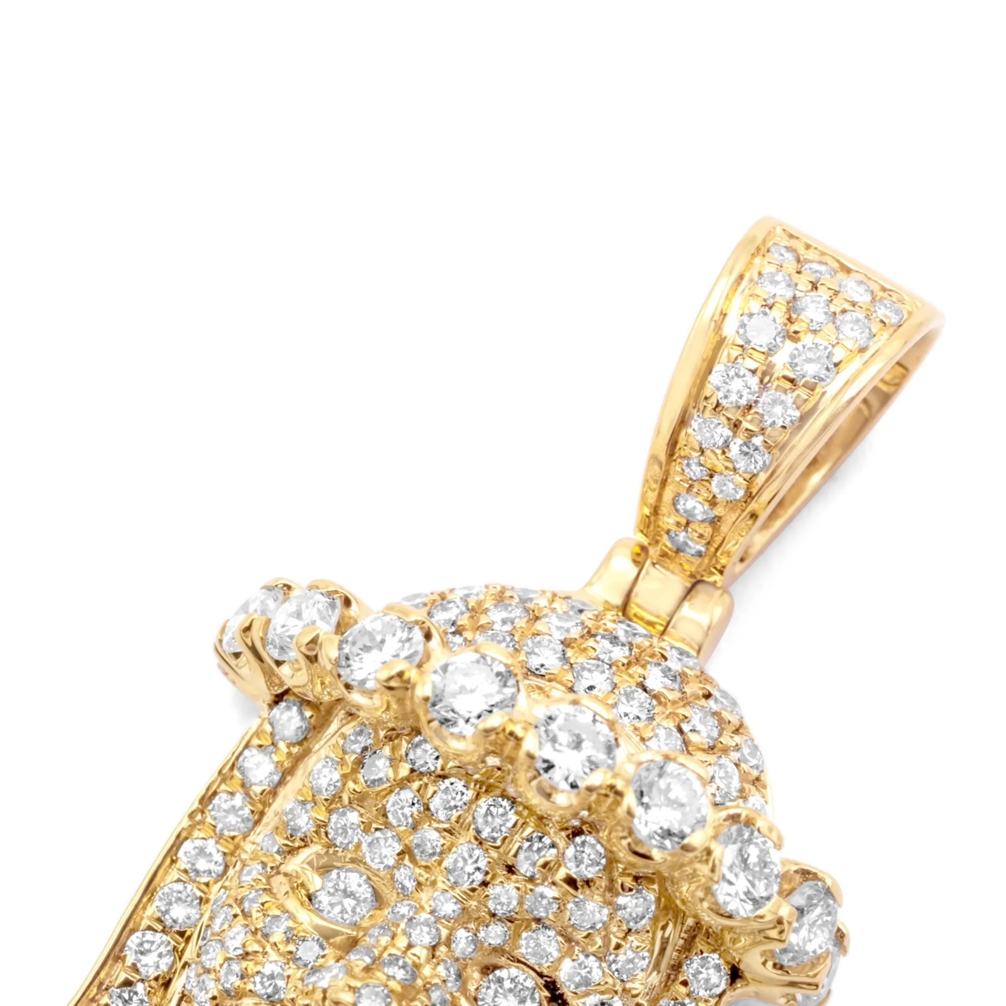 10K Yellow Gold Jesus Head Diamond Pendant 2.20CTW