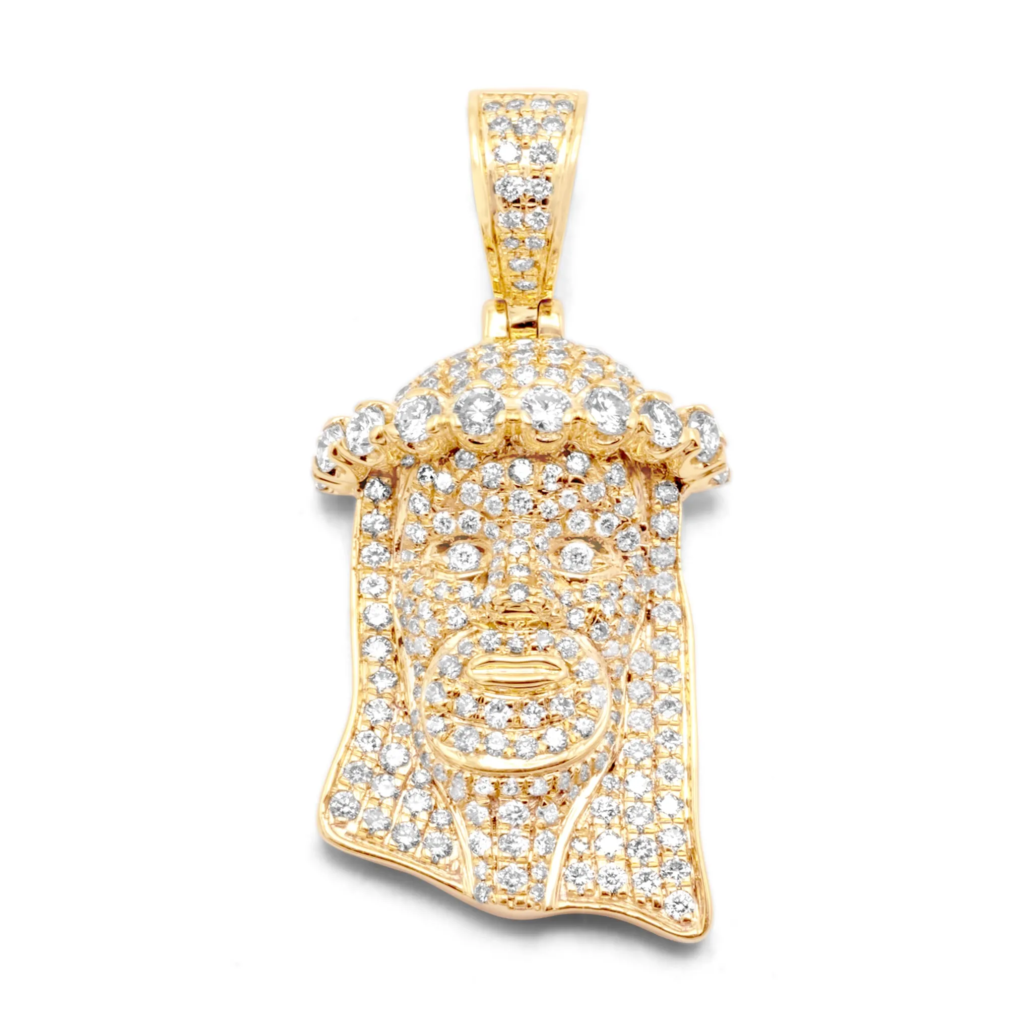 10K Yellow Gold Jesus Head Diamond Pendant 2.20CTW