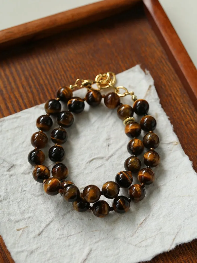 10mm Tiger's Eye Stone Beaded Necklace