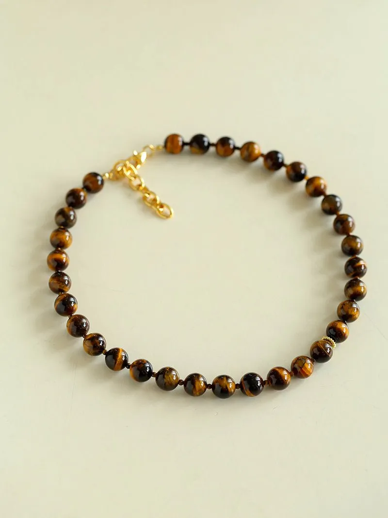 10mm Tiger's Eye Stone Beaded Necklace