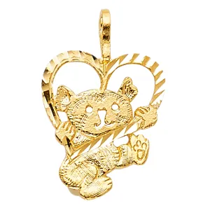 14K Baby Bear with Heart Pendant