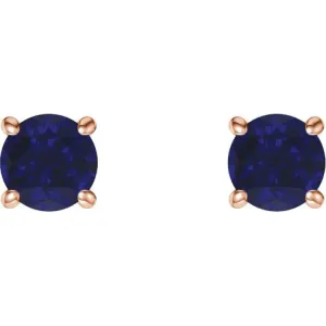 14K Rose 5 mm Lab-Grown Blue Sapphire Stud Earrings