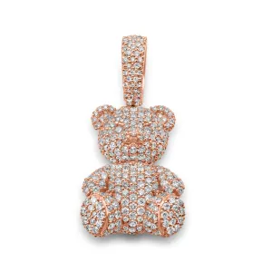 14K Rose Gold Teddy Bear Diamond Pendant 1.25 CTW