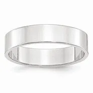 14k White Gold 5mm Lightweight Flat Wedding Band Ring