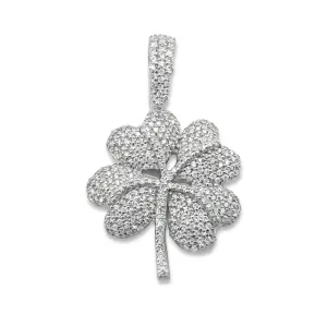 14K White Gold Four Leaf Clover Diamond Pendant 0.71 ctw