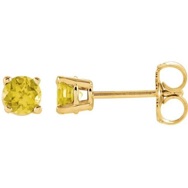 14K Yellow 4 mm Natural Yellow Sapphire Stud Earrings