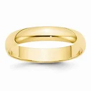 14k Yellow Gold 4mm Lightweight Half Round Wedding Band Ring