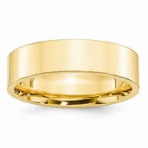 14k Yellow Gold 6mm Standard Flat Comfort Fit Wedding Band Ring