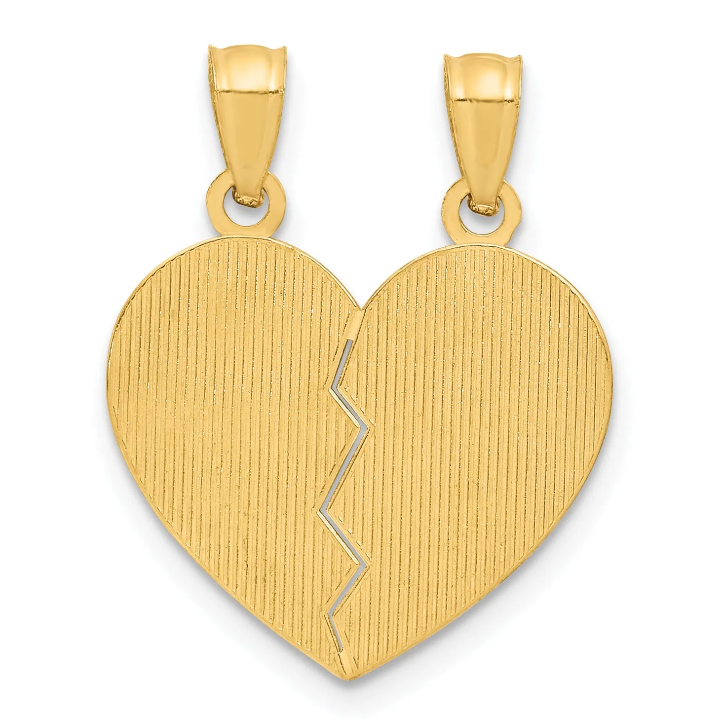 14k Yellow Gold BEST FRIENDS Heart Break Apart Charm Pendants