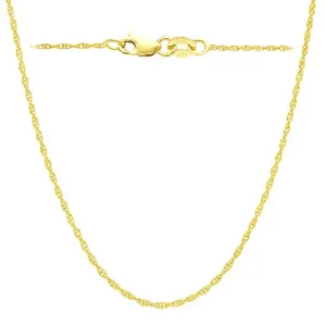 14k Yellow Gold Rope Chain Necklace, 1mm, 18"