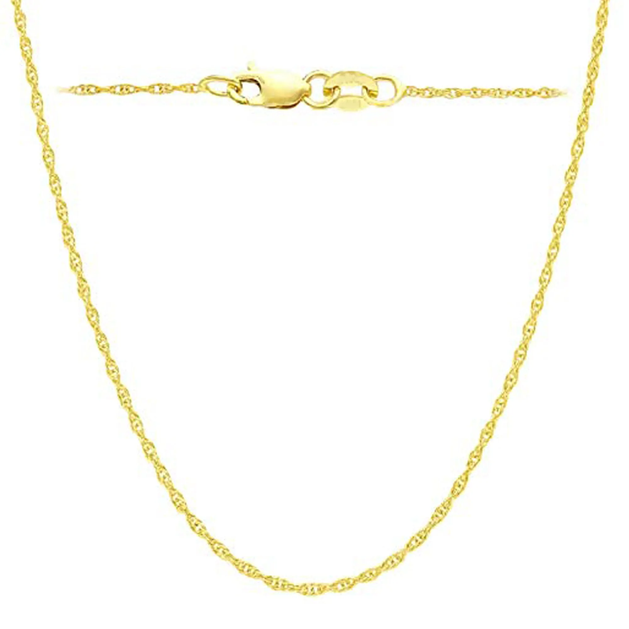 14k Yellow Gold Rope Chain Necklace, 1mm, 18"