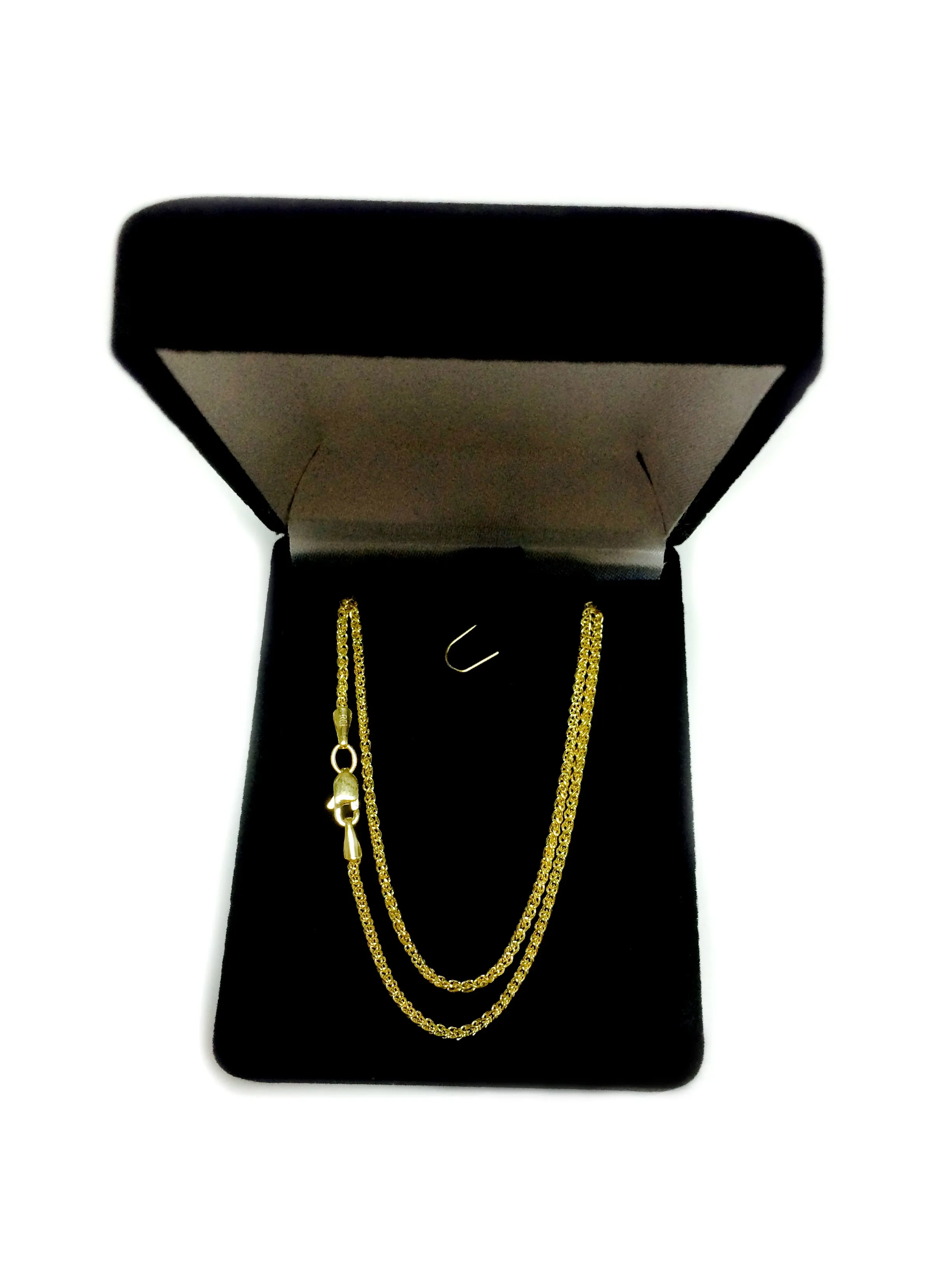 14k Yellow Gold Round Wheat Chain Necklace, 1.5mm