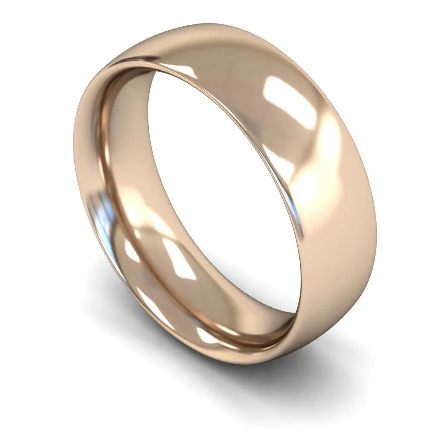 18ct Rose Gold Heavy Weight Traditional Court 7mm Wedding Ring