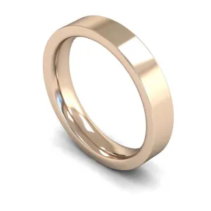 18ct Rose Gold Heavyweight Flat Court/Edge 4mm Wedding Ring