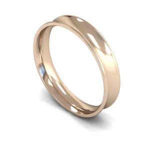 18ct Rose Gold Light Weight Concave 4mm Wedding Ring