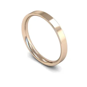 18ct Rose Gold Light Weight Flat Court 2.5mm Wedding Ring