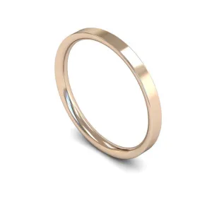 18ct Rose Gold Light Weight Flat Court 2mm Wedding Ring