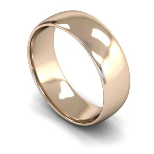 18ct Rose Gold Lightweight Traditional Court/Flat Edge 7mm Wedding Ring