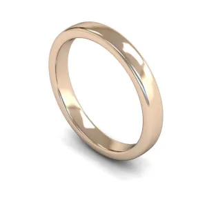 18ct Rose Gold Medium Weight Edged Slight Court 3mm Wedding Ring