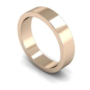 18ct Rose Gold Medium Weight Flat 5mm Wedding Ring