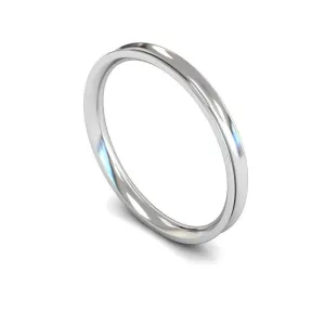 18ct White Gold Light Weight Concave 2mm Wedding Ring