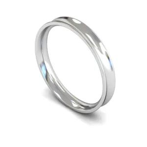 18ct White Gold Light Weight Concave 3mm Wedding Ring