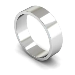 18ct White Gold Light Weight Flat 6mm Wedding Ring