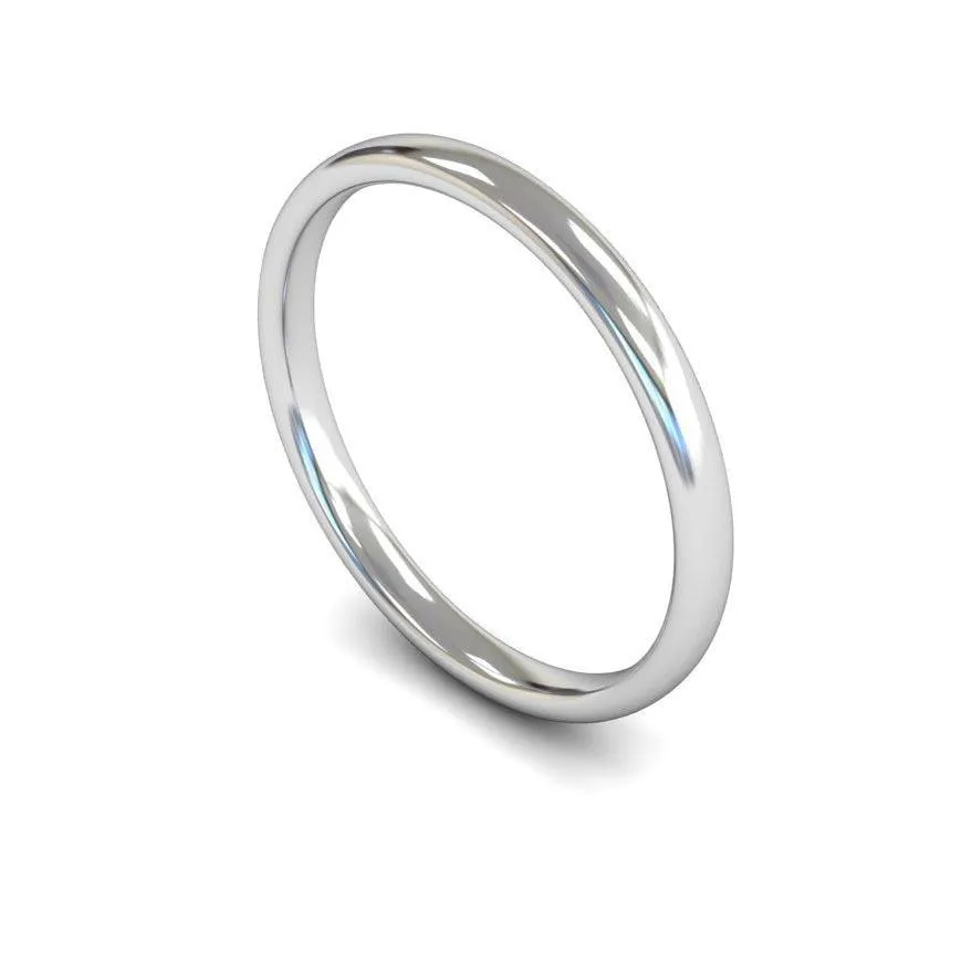 18ct White Gold Light Weight Slight Court 2.5mm Wedding Ring