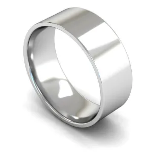 18ct White Gold Lightweight Flat Court/Edge 8mm Wedding Ring