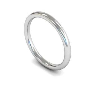 18ct White Gold Medium Weight Slight Court 2mm Wedding Ring