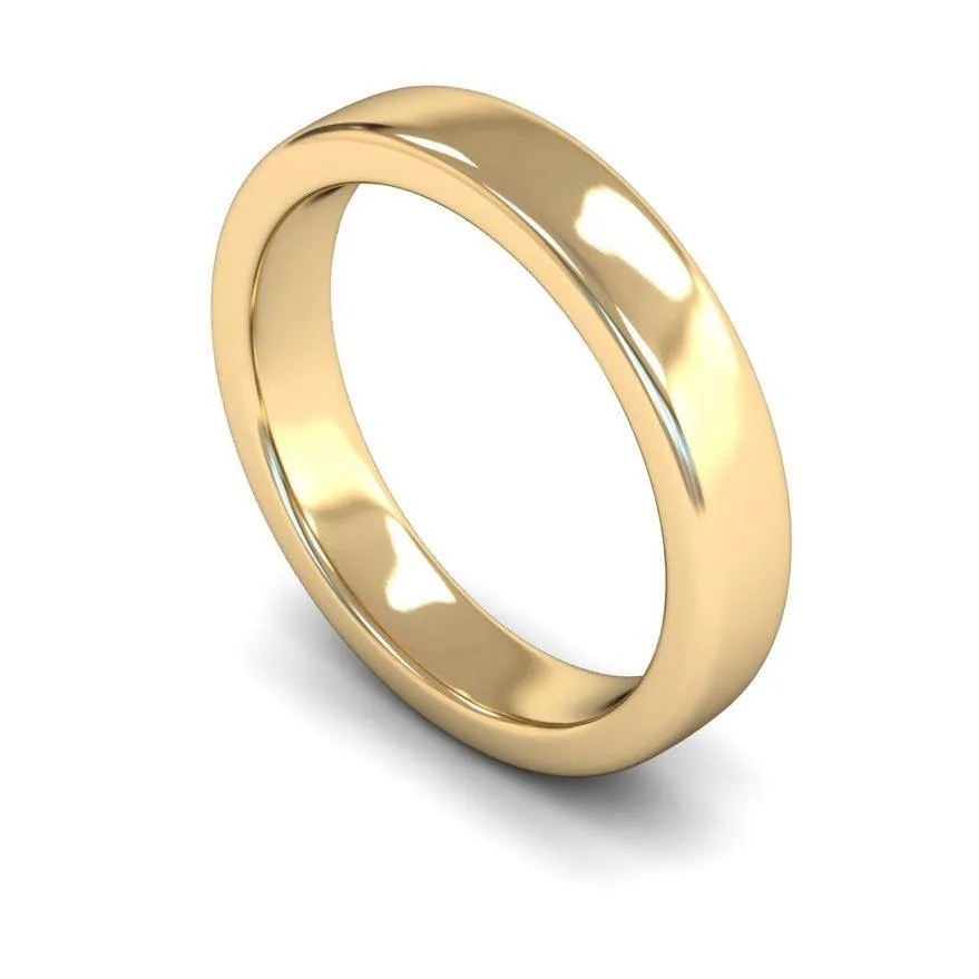 18ct Yellow Gold Heavy Weight Edged Slight Court 4mm Wedding Ring