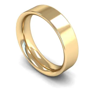 18ct Yellow Gold Heavy Weight Flat Court 6mm Wedding Ring