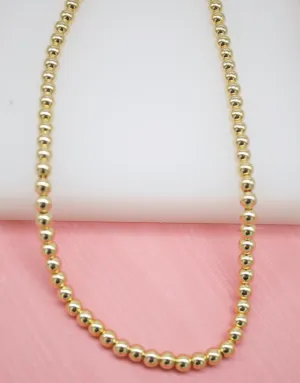 18K Gold-Filled 16" 5mm Beaded Chain Necklace