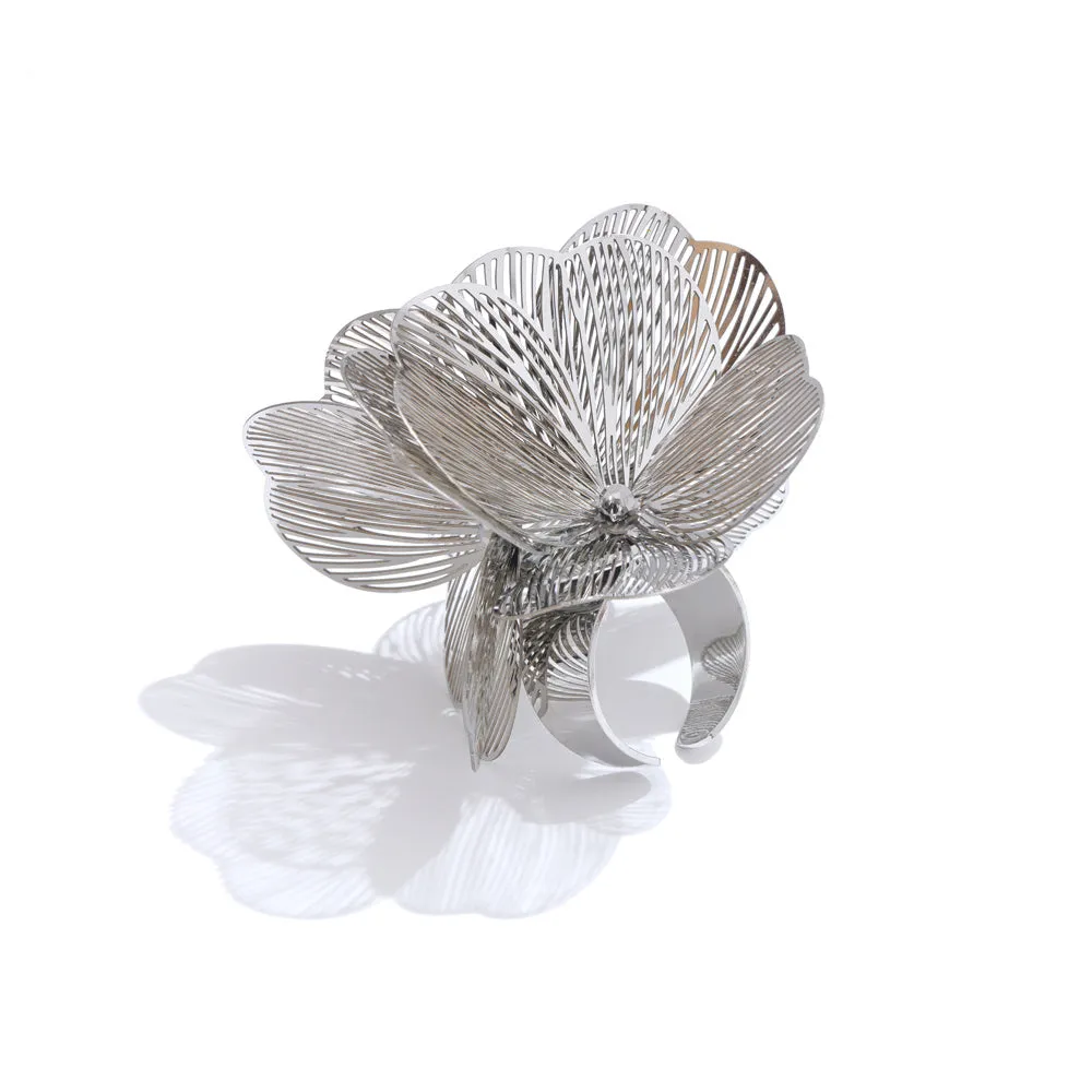 18K Hollow Flower Open Ring