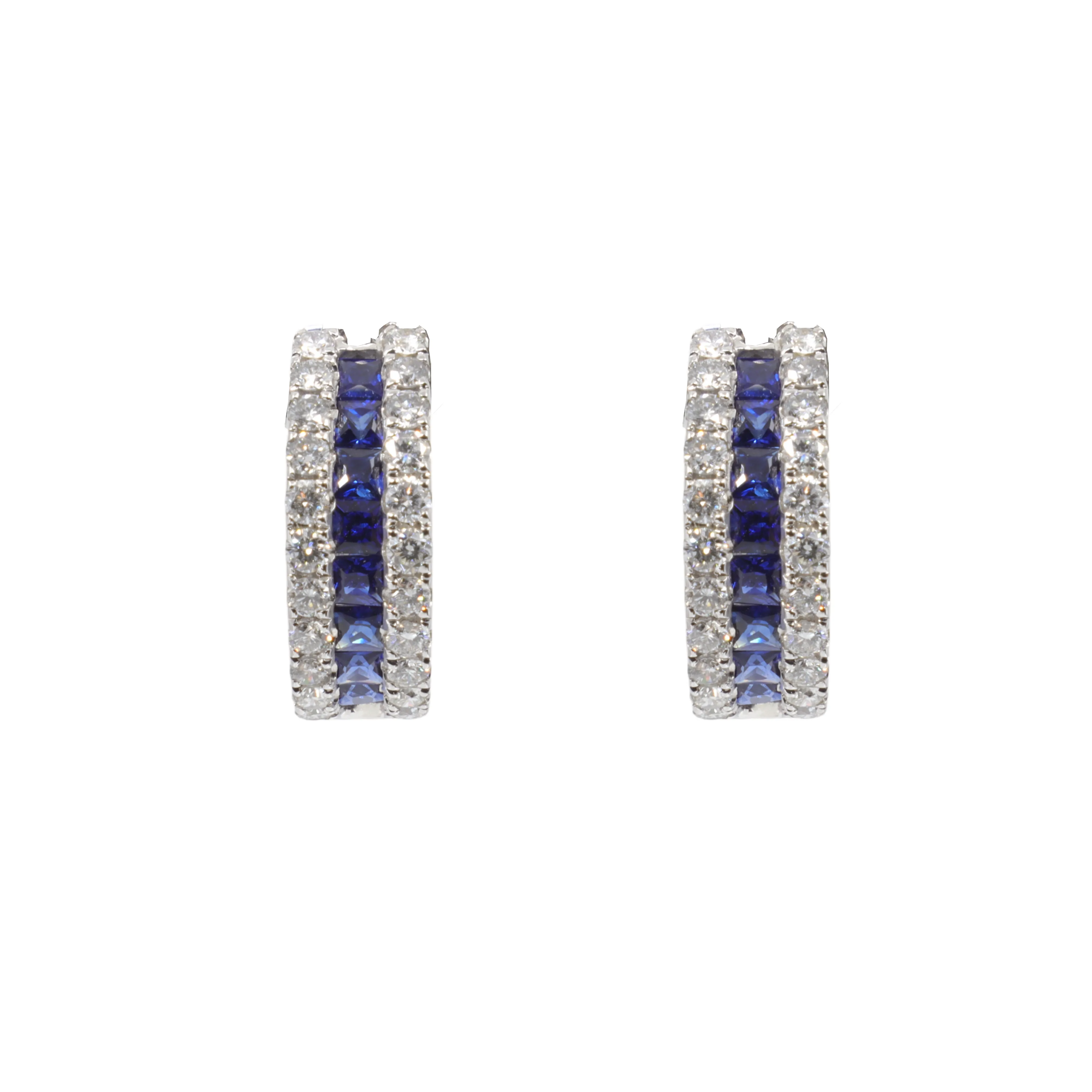 18K White Gold Sapphire and Diamond Earring - 20756987