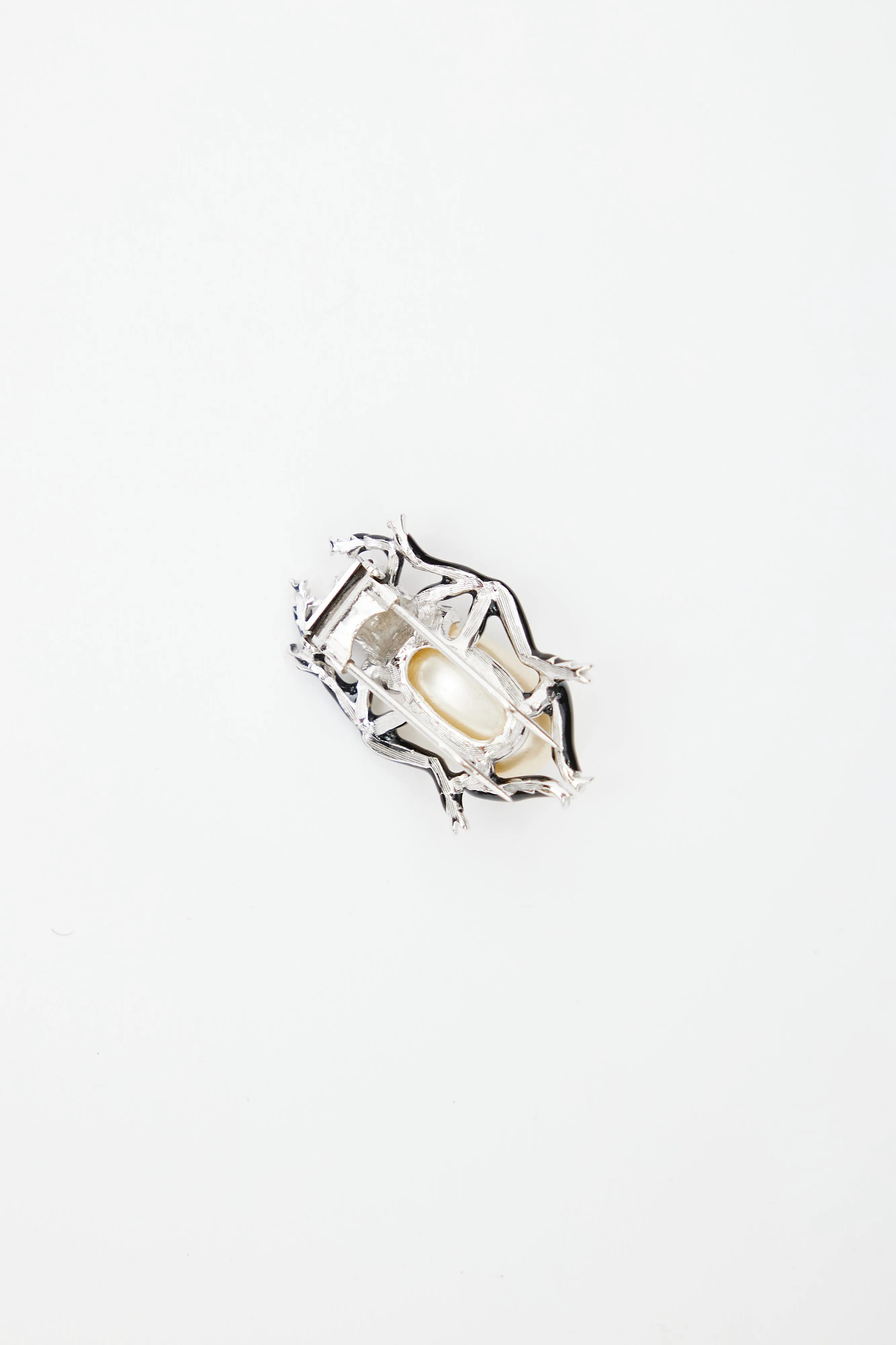 1940s Silver & Pearl Embellished Brooch