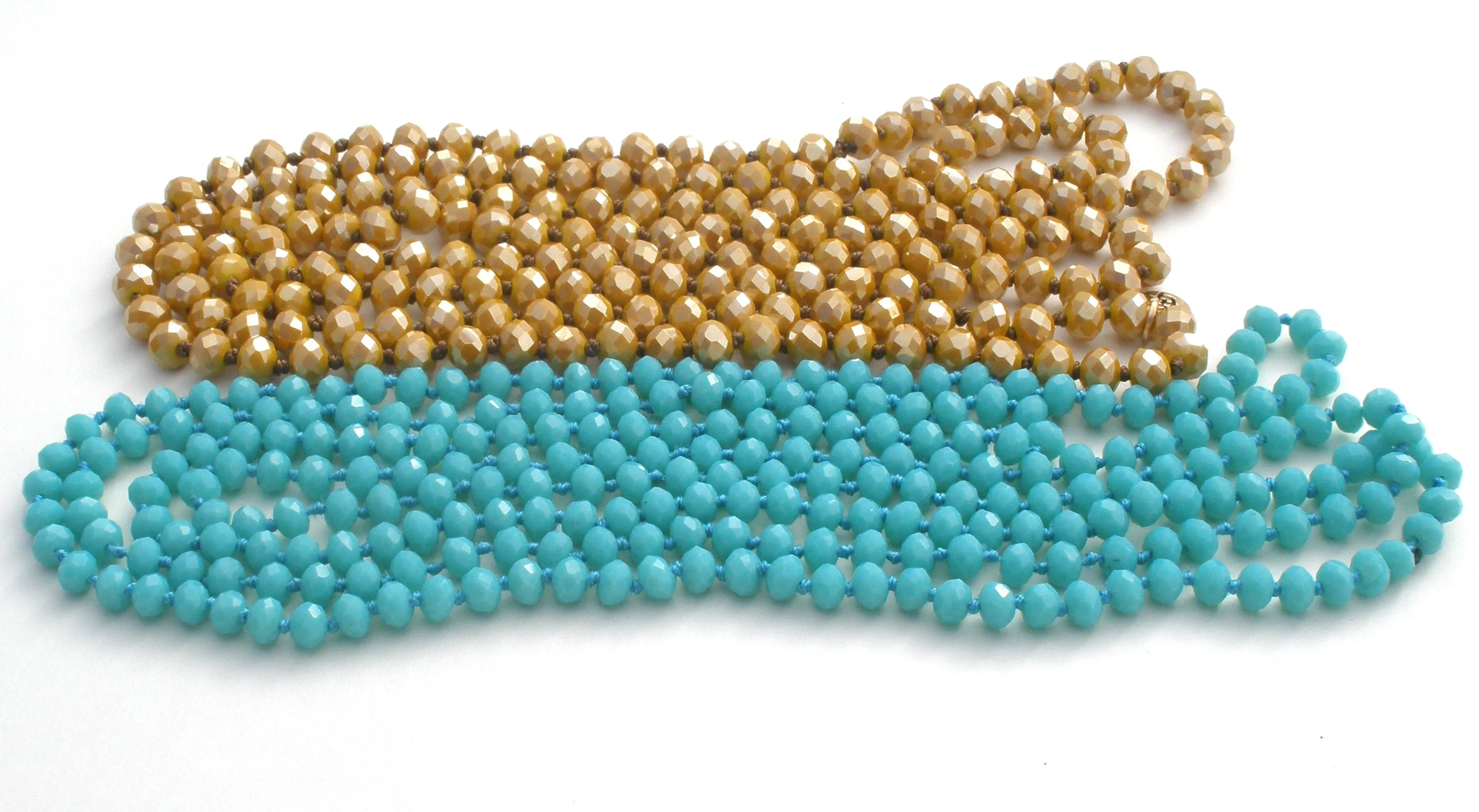 2 Blue & Gold Crystal Bead Necklaces